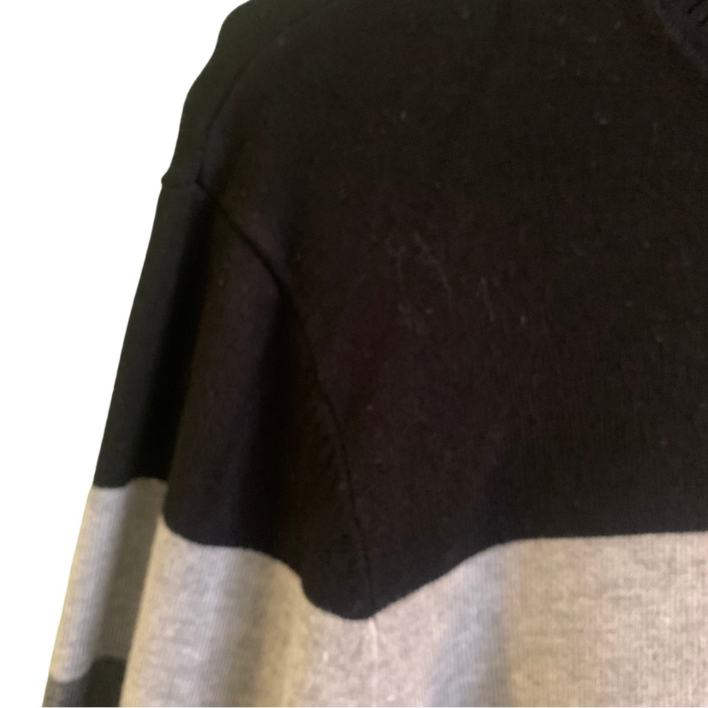 2/$30 Calvin Klein Gray Black Stripped Mock Turtleneck Sweater Large Academia - Picture 4 of 10